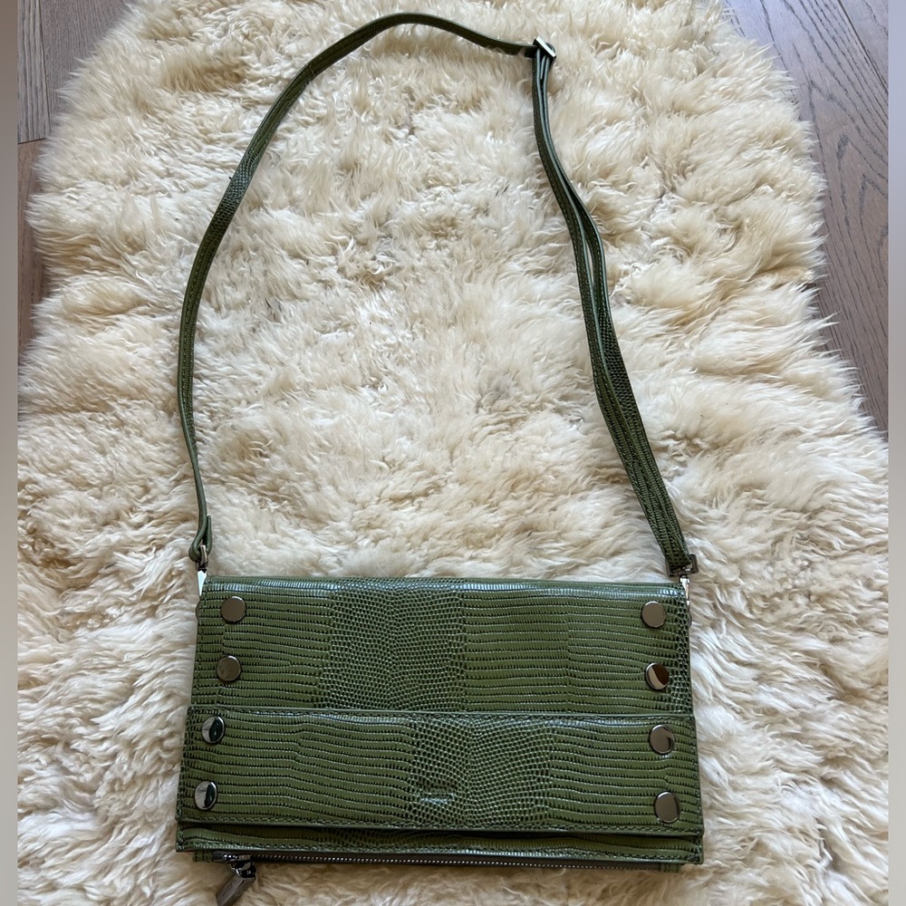 HAMMITT Ryan Convertible Crossbody & Clutch Purse. ArmyGreen. Like New. Leather